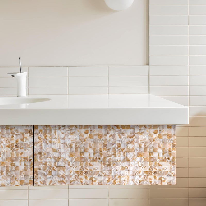 KASARO Peel and Stick Backsplash Shell Tiles, Mother of Pearl Mosaic Self Adhesive Tiles for Kitchen Wall Bathroom Bedroom Decor, Colorful, 10-Sheet - Image 5